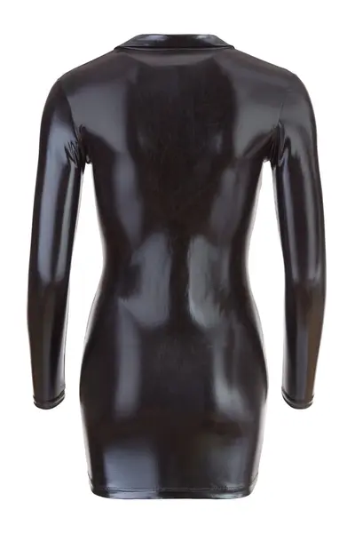 Cottelli Collection M Shiny Black High-Neck Dress with Zip, Size M
