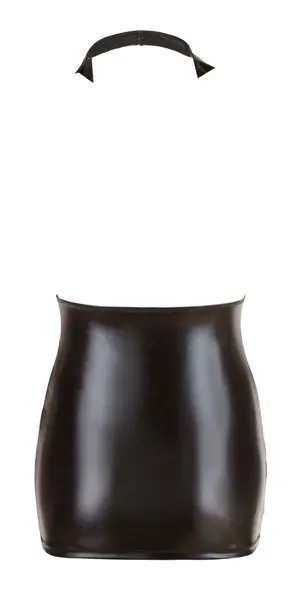 Cottelli Collection Wet Look Mini Dress S, Shiny Black, Open Back