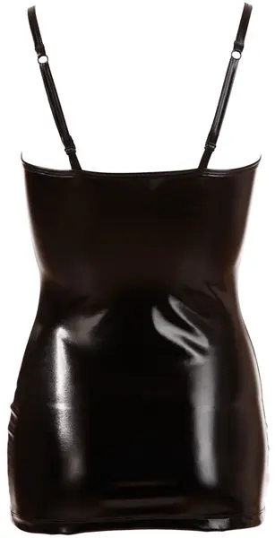 Cottelli Collection L Wet Look Dress with Adjustable Straps, Black