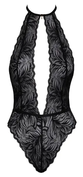 Kissable Black Lace Bodysuit L/XL - Elegant Sheer Design