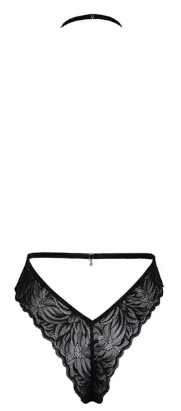 Kissable Black Lace Bodysuit L/XL - Elegant Sheer Design