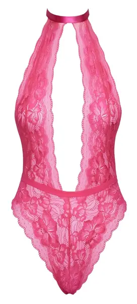 Kissable Body Pink L/XL - Elegant Lace, Backless Satin Tie Design