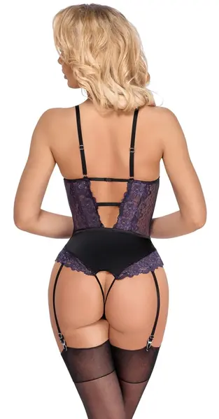 Cottelli Lingerie Bodysuit Black/Purple XL Adjustable Chains