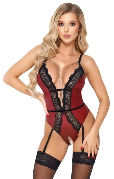 Abierta Fina Body Red/Black XL, Open-Design, Removable Chains
