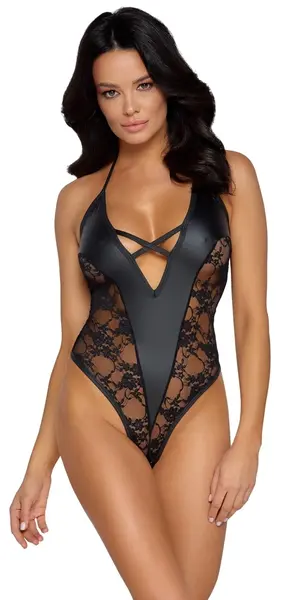 Cottelli Lingerie Body Matte Look & Lace, Black, Size L