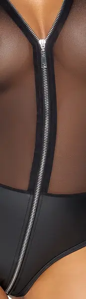 Cottelli PARTY Powernet Long-Sleeve Bodysuit with Matt Panty L