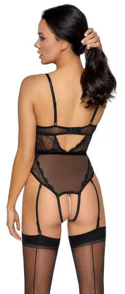 Cottelli Lingerie Body String L with Removable Pearl Detail, Black