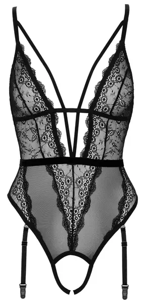 Cottelli Lingerie Body String L with Removable Pearl Detail, Black