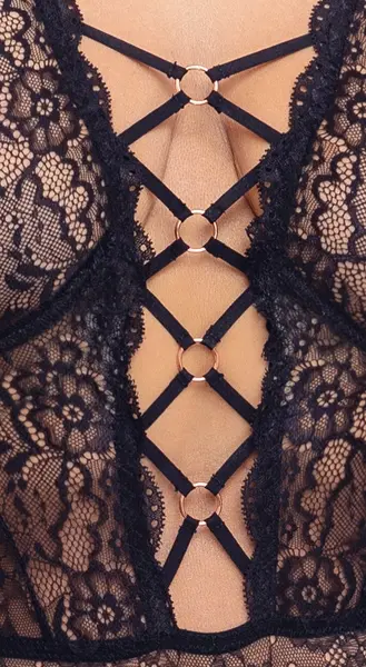 Cottelli Curves Body Lace 85D/L - Elegant Crotchless Lace Bodysuit