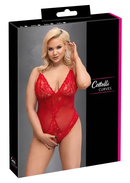 Cottelli Curves Body Red 4XL Powernet Lace Adjustable Straps