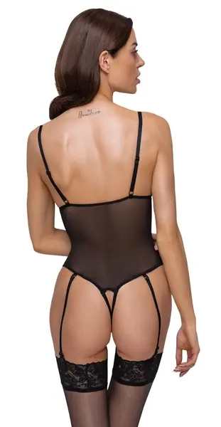 Cottelli LINGERIE Bodysuit L Black Lace Adjustable Straps
