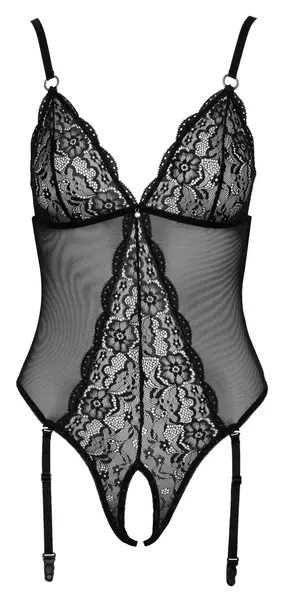 Cottelli Lingerie Black Sheer Lace Powernet Body S Adjustable Straps