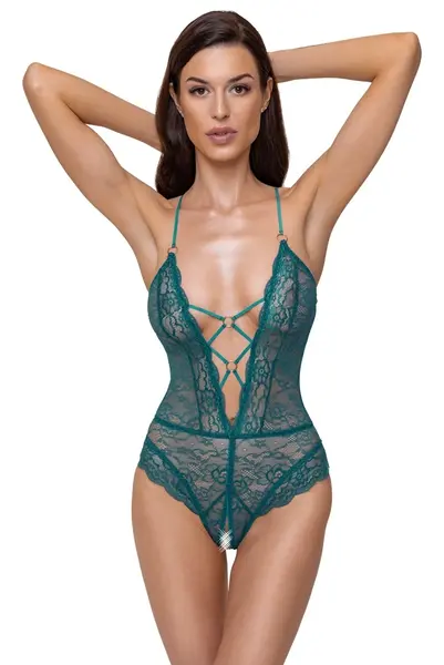 Cottelli Lingerie Body Teal XL Adjustable Lace Straps Open Style