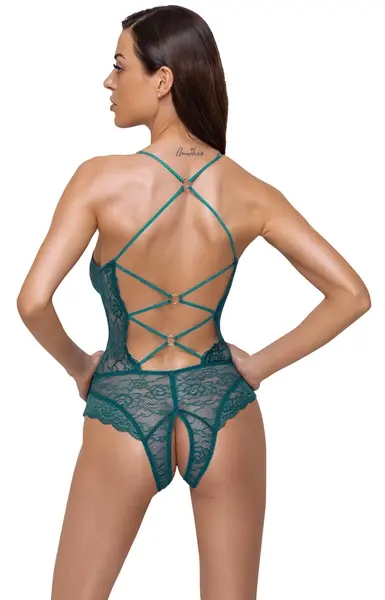 Cottelli Lingerie Body Teal XL Adjustable Lace Straps Open Style