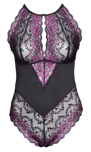 Cottelli CURVES Body Lace 3XL - Two-Tone Floral Lace Bodysuit