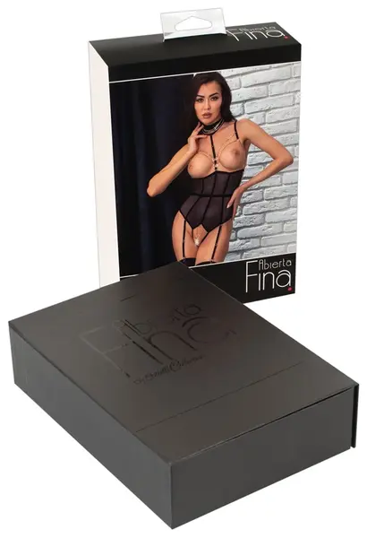 Abierta Fina Body Decoration L - Open Cup Powernet with Rose-Gold Details