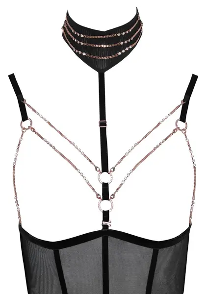 Abierta Fina Body Decoration M Open Cup Adjustable Velvet Straps