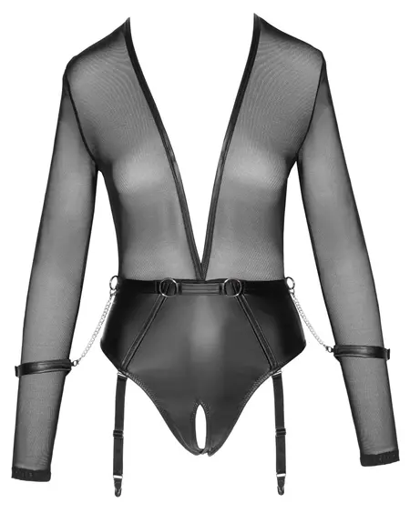 Cottelli Collection Bondage Body Black XL - Matte & Mesh, Detachable Straps