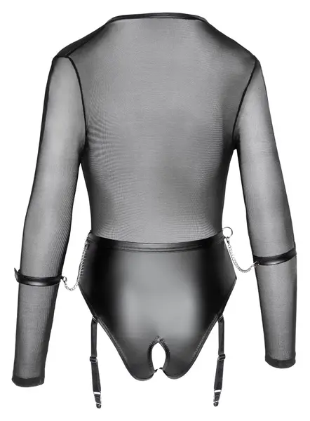 Cottelli Collection Bondage Body Black Matte Look with Sleeves & Cuffs L