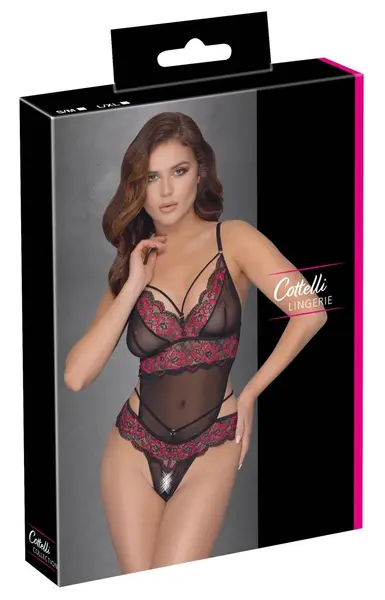 Cottelli Lingerie Floral Lace Bodysuit L/XL Adjustable Straps