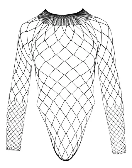 Cottelli Collection Fence Net Bodysuit S-L Black High-Leg Design