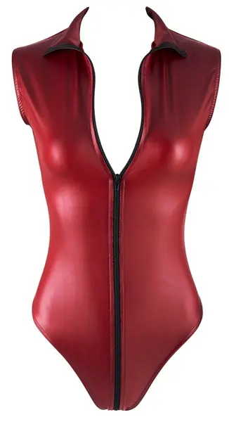 Cottelli Collection Body Zip Red S - Matt Finish, 2-Way Zipper, Size S