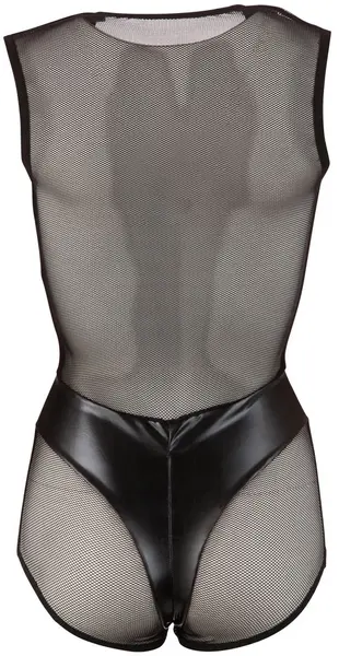 Cottelli Collection Body Black Wet Look Mesh S Zipper Detail
