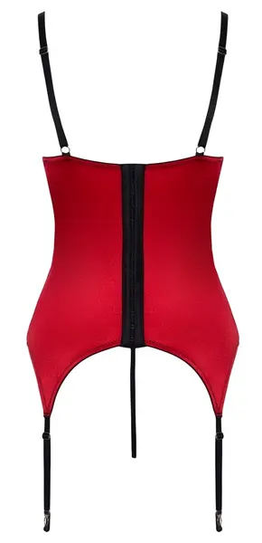 Cottelli Lingerie Satin & Lace Red Cami Suspenders Set M
