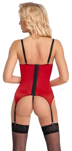 Cottelli Lingerie Satin & Lace Red Cami Suspenders Set S