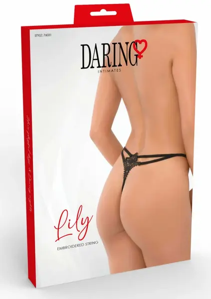 Lily Embroidered String - Elegant Mesh Panty with French Lily Detail