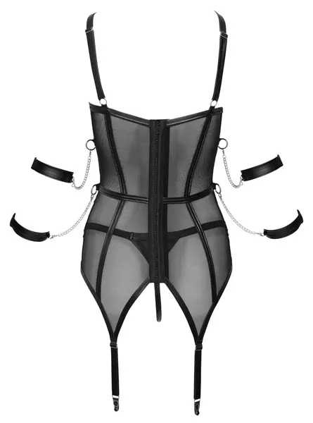 Cottelli Bondage Basque XL with Adjustable Arm Restraints, Black