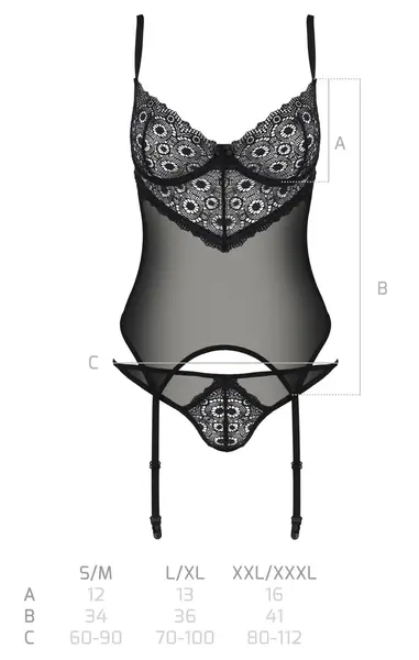 Passion Zinnia Corset L/XL - Eco Collection, Transparent Lace Set
