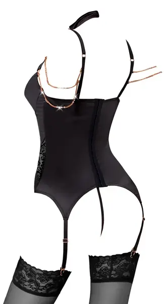 Abierta Fina Basque XL Satin Lace with Removable Rhinestone Chains 85C