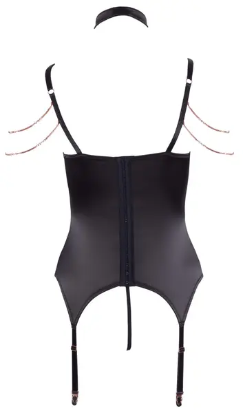 Abierta Fina Basque 85B/L Satin & Lace with Removable Rhinestone Chains