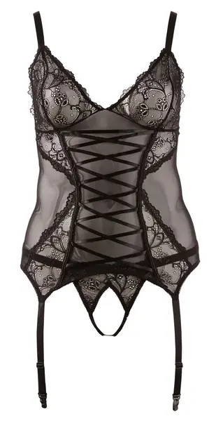 Cottelli Collection Cami Suspender XL Black Lace Set Adjustable Straps