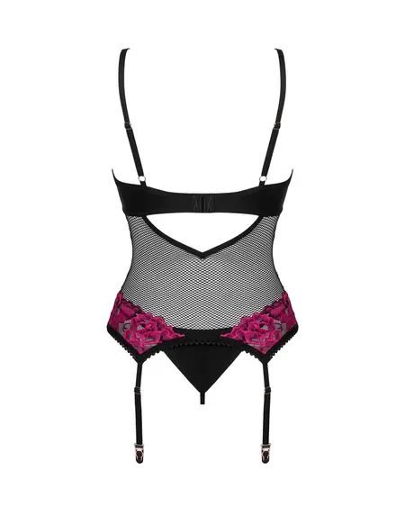 Obsessive Rosenty Lingerie Set XS/S Black Pink Lace Adjustable