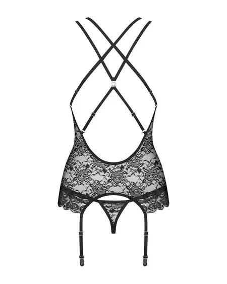 Obsessive Corsage S/M Black Lace Floral Motif Adjustable Straps