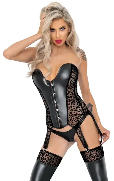 Noir Handmade Leo Velvet Flock Strapless Cami Suspender L