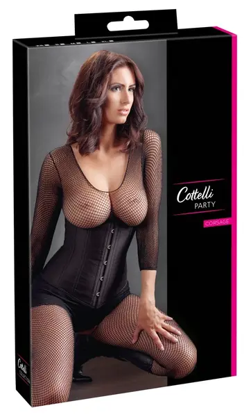 Cottelli Collection Open Cup Corset XL, Front Hook, Adjustable Lacing