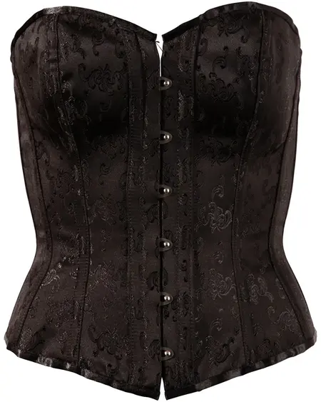 Cottelli Collection Brocade Corset Black XXL Adjustable Lacing