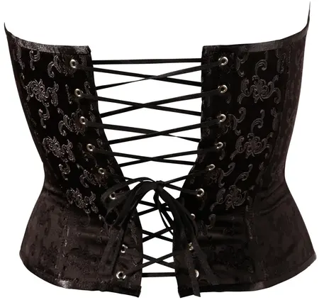 Cottelli Collection Brocade Corset Black XXL Adjustable Lacing