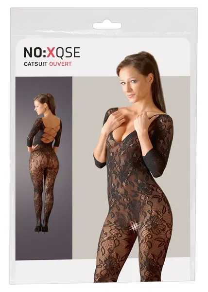 Cottelli Collection Lace Catsuit S-L Black Floral Seamless Design