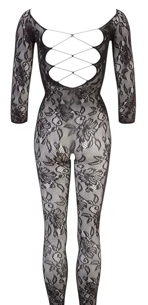 Cottelli Collection Lace Catsuit S-L Black Floral Seamless Design