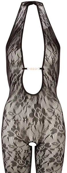 Cottelli Collection Net Catsuit with Decorative Pearls L/XL Black