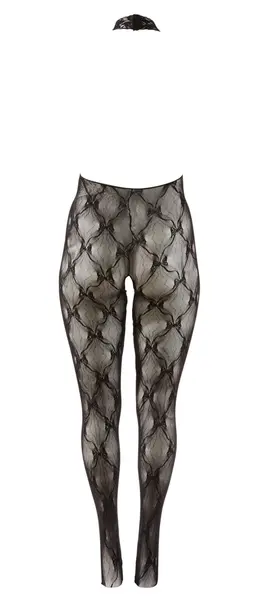 Cottelli Collection Lace Catsuit Open Bust XL-XXL Black, Footed, Halterneck