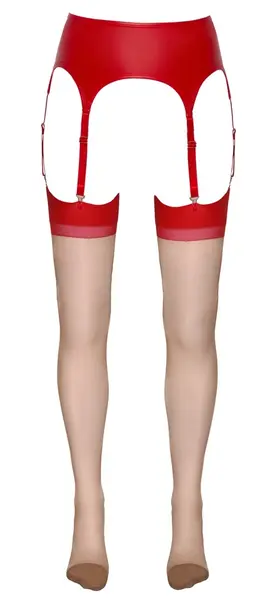 Cottelli Collection Stockings Skin/Red, Classic Seams, Size 5