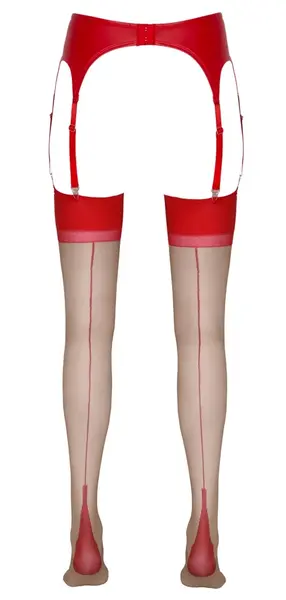 Cottelli Collection Stockings Skin/Red, Classic Seams, Size 5
