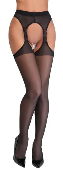 Cottelli Legware Black Suspender Stockings with Lace Trim, 20 DEN, Size 2