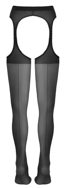 Cottelli Legware Black Suspender Stockings with Lace Trim, 20 DEN, Size 2