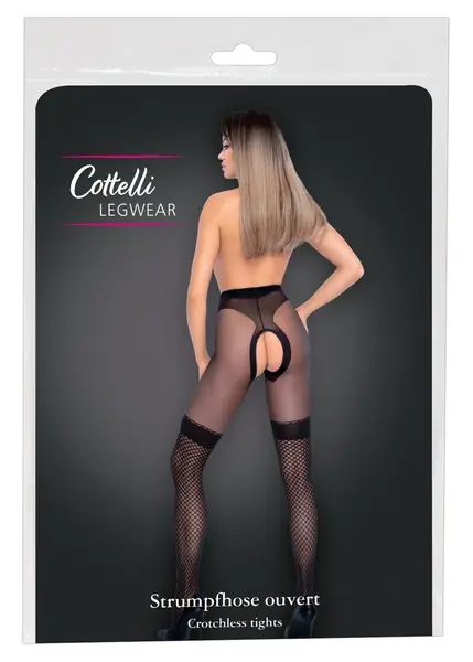 Cottelli Legwear Pantyhose 30 DEN Mesh Overknee Opaque Black S/M